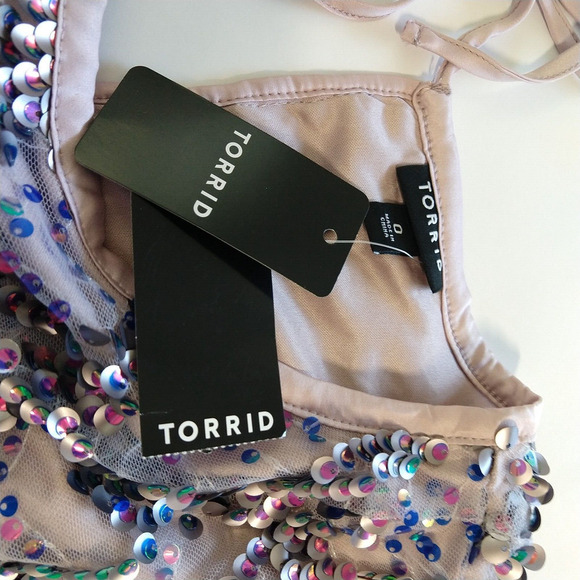 Torrid Mini Sequin Mesh Shift Dress Size 12 0 NWT Purple Party Shimmer New - Picture 8 of 11